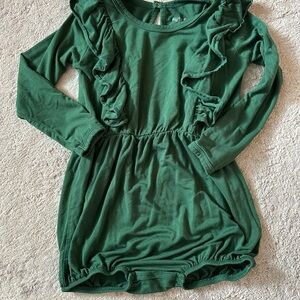Kyte BABY Green Ruffle Long Sleeve Romper Dress